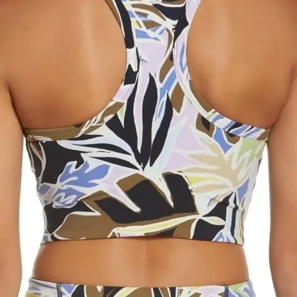 Sweaty Betty Power Frame Racerback Sports Bra in Green Paper Leaf Print XS NWT